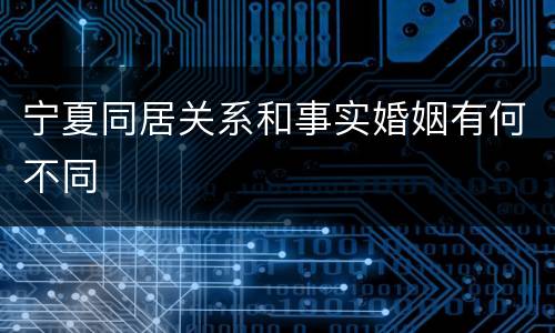 宁夏同居关系和事实婚姻有何不同