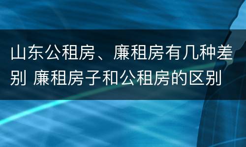 山东公租房、廉租房有几种差别 廉租房子和公租房的区别