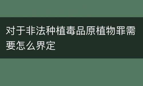 对于非法种植毒品原植物罪需要怎么界定