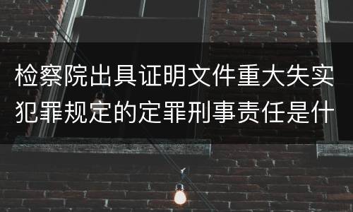 检察院出具证明文件重大失实犯罪规定的定罪刑事责任是什么