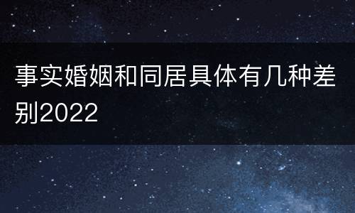 事实婚姻和同居具体有几种差别2022