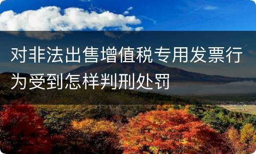 对非法出售增值税专用发票行为受到怎样判刑处罚