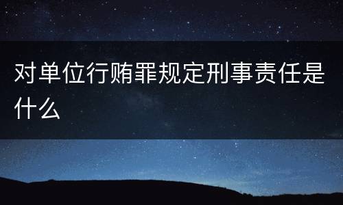 对单位行贿罪规定刑事责任是什么