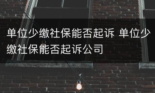单位少缴社保能否起诉 单位少缴社保能否起诉公司
