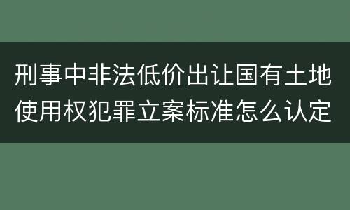 刑事中非法低价出让国有土地使用权犯罪立案标准怎么认定