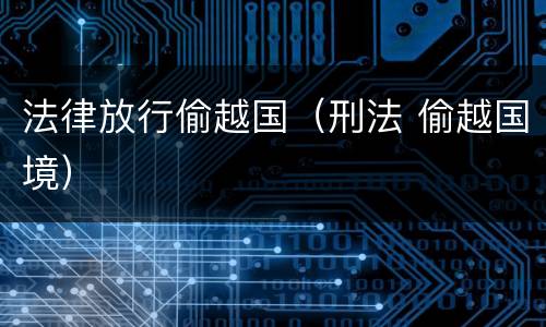 法律放行偷越国（刑法 偷越国境）