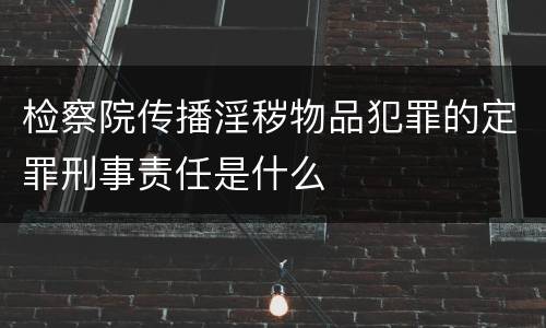 检察院传播淫秽物品犯罪的定罪刑事责任是什么