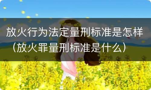 放火行为法定量刑标准是怎样（放火罪量刑标准是什么）