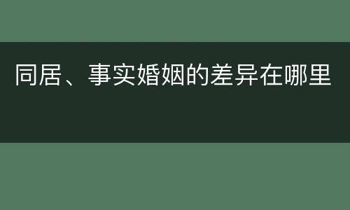 同居、事实婚姻的差异在哪里