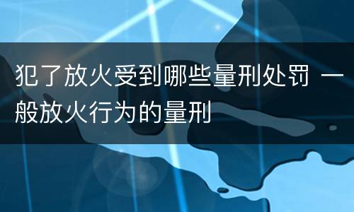 犯了放火受到哪些量刑处罚 一般放火行为的量刑