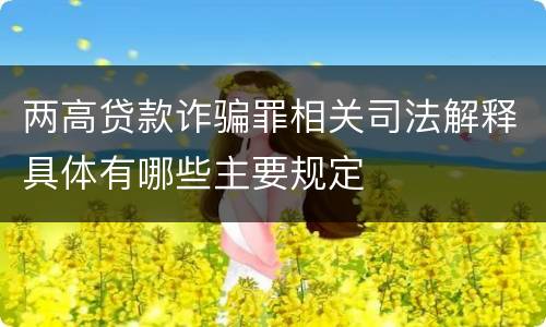 两高贷款诈骗罪相关司法解释具体有哪些主要规定