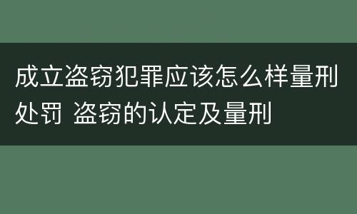 成立盗窃犯罪应该怎么样量刑处罚 盗窃的认定及量刑