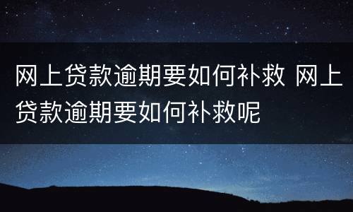 网上贷款逾期要如何补救 网上贷款逾期要如何补救呢