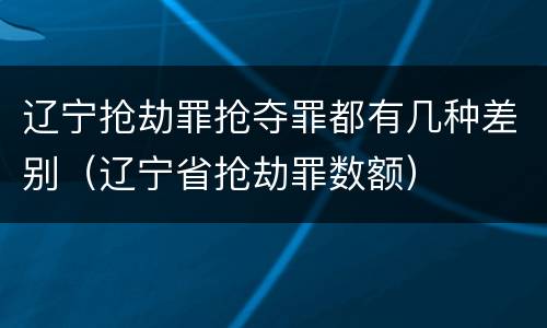 辽宁抢劫罪抢夺罪都有几种差别（辽宁省抢劫罪数额）