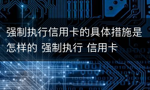 强制执行信用卡的具体措施是怎样的 强制执行 信用卡