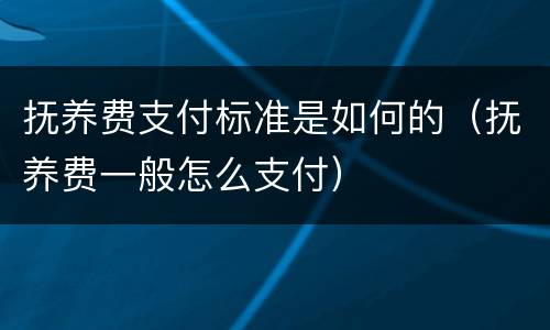 抚养费支付标准是如何的（抚养费一般怎么支付）