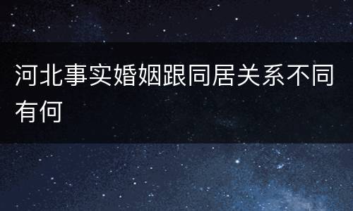 河北事实婚姻跟同居关系不同有何