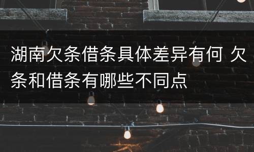 湖南欠条借条具体差异有何 欠条和借条有哪些不同点