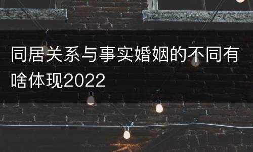 同居关系与事实婚姻的不同有啥体现2022