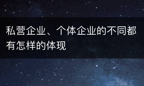 私营企业、个体企业的不同都有怎样的体现
