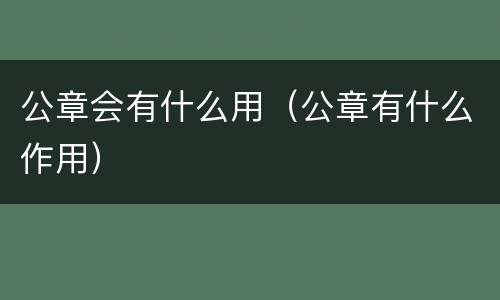 公章会有什么用（公章有什么作用）