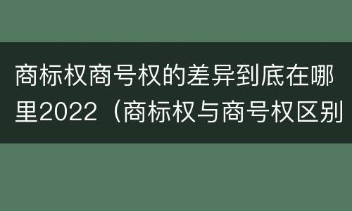 商标权商号权的差异到底在哪里2022（商标权与商号权区别）