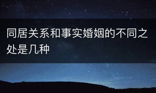 同居关系和事实婚姻的不同之处是几种