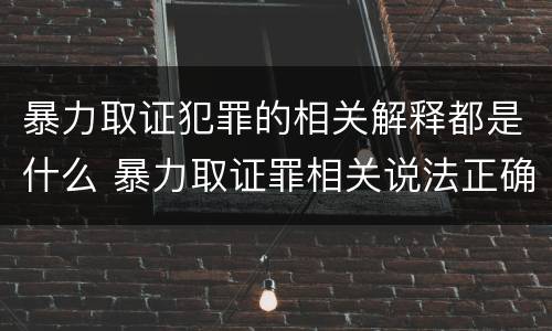 暴力取证犯罪的相关解释都是什么 暴力取证罪相关说法正确的是