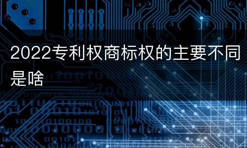 2022专利权商标权的主要不同是啥