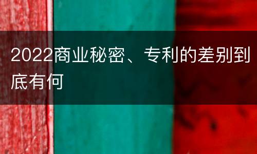 2022商业秘密、专利的差别到底有何
