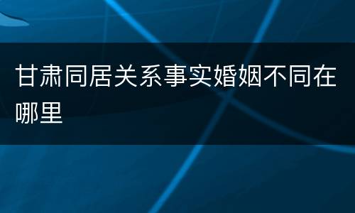 甘肃同居关系事实婚姻不同在哪里
