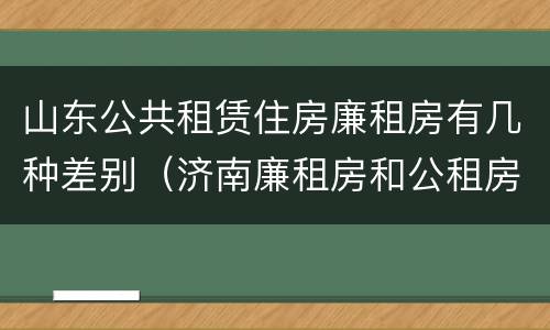 山东公共租赁住房廉租房有几种差别（济南廉租房和公租房的区别）