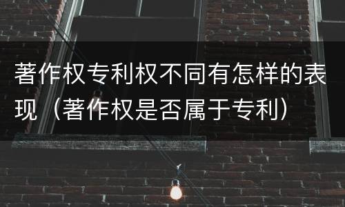 著作权专利权不同有怎样的表现(著作权是否属于专利)
