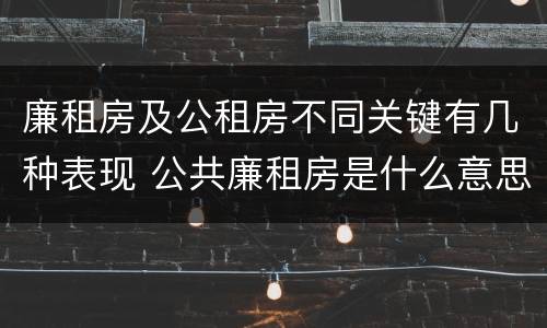 廉租房及公租房不同关键有几种表现 公共廉租房是什么意思