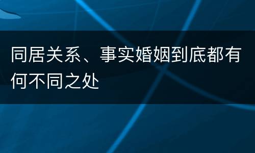 同居关系、事实婚姻到底都有何不同之处