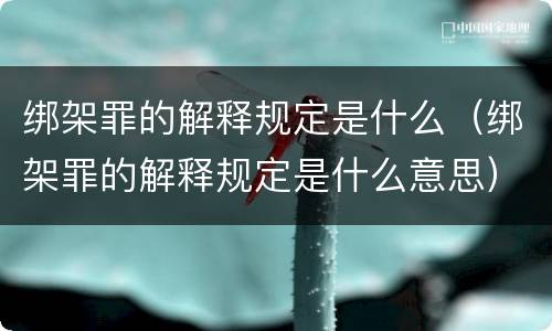 绑架罪的解释规定是什么（绑架罪的解释规定是什么意思）
