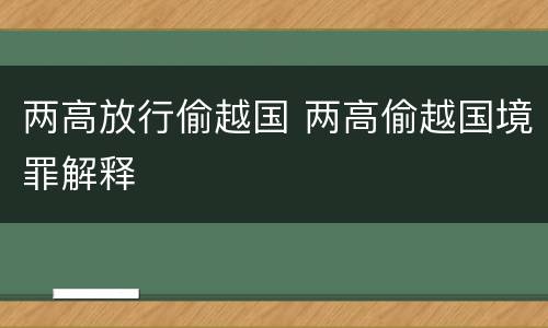 两高放行偷越国 两高偷越国境罪解释