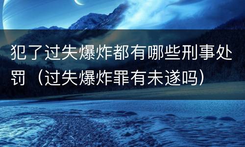 犯了过失爆炸都有哪些刑事处罚（过失爆炸罪有未遂吗）