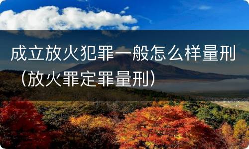 成立放火犯罪一般怎么样量刑（放火罪定罪量刑）