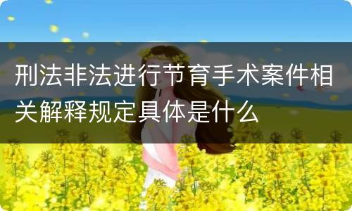 刑法非法进行节育手术案件相关解释规定具体是什么