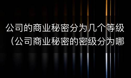公司的商业秘密分为几个等级（公司商业秘密的密级分为哪两级）