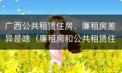 广西公共租赁住房、廉租房差异是啥（廉租房和公共租赁住房的区别）
