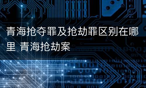 青海抢夺罪及抢劫罪区别在哪里 青海抢劫案