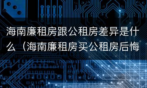 海南廉租房跟公租房差异是什么（海南廉租房买公租房后悔了）