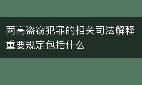 两高盗窃犯罪的相关司法解释重要规定包括什么