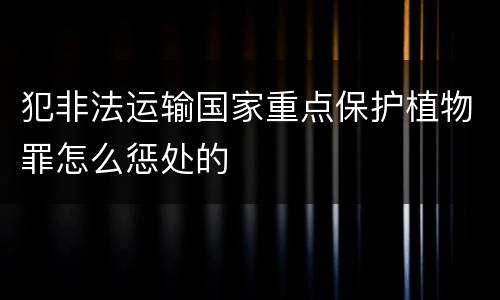 犯非法运输国家重点保护植物罪怎么惩处的