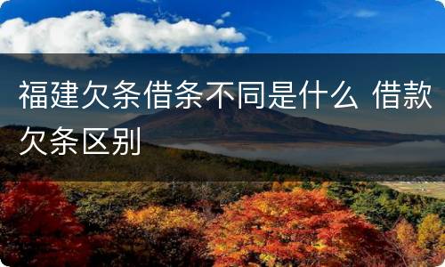 福建欠条借条不同是什么 借款欠条区别