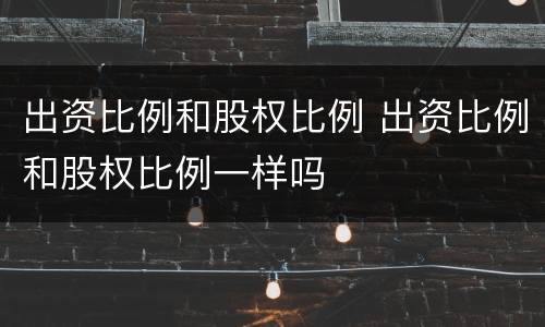 出资比例和股权比例 出资比例和股权比例一样吗