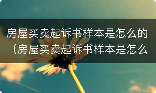 房屋买卖起诉书样本是怎么的（房屋买卖起诉书样本是怎么的啊）