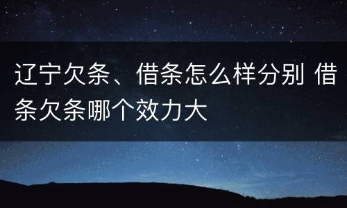 辽宁欠条、借条怎么样分别 借条欠条哪个效力大
